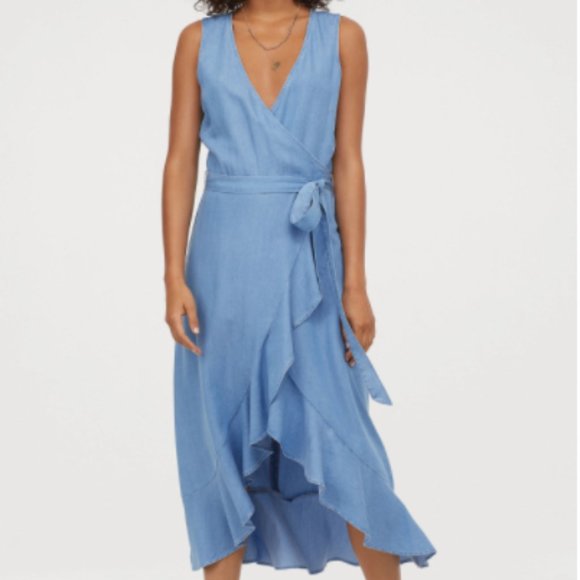 H&M Wrap Dress in Denim Blue (S) - Picture 1 of 6